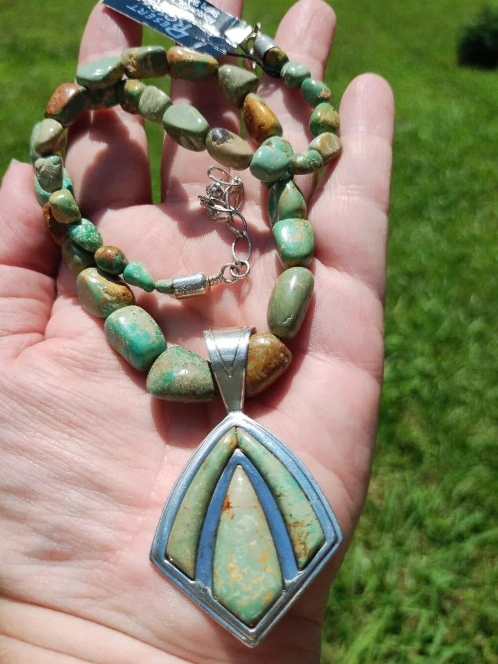 Jay King DTR Turquoise 925 Sterling Silver Pendant Beaded Chunky Necklace - Picture 2 of 10